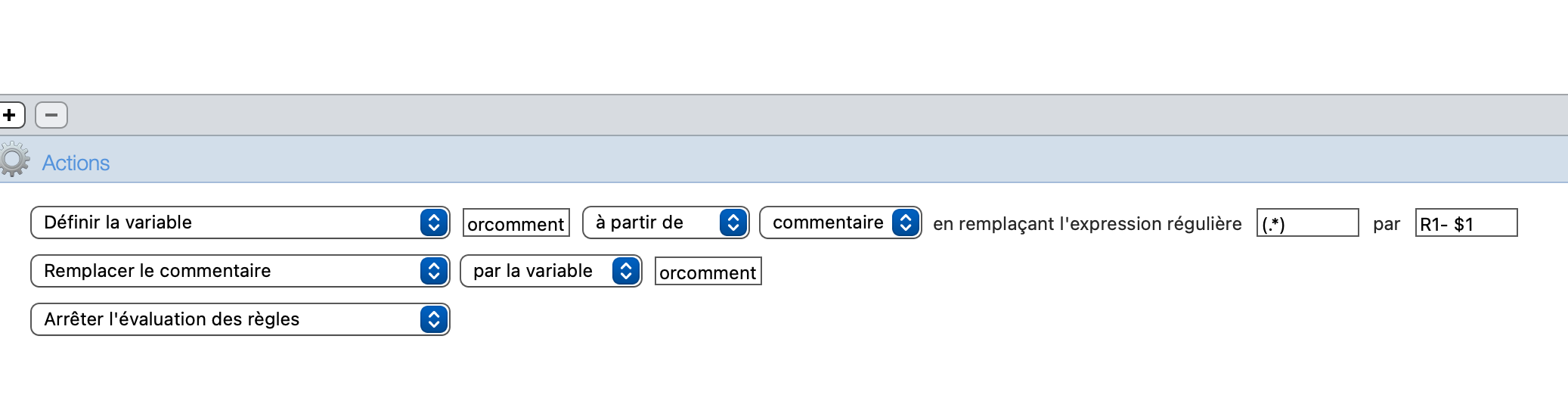 règle sur commentaire