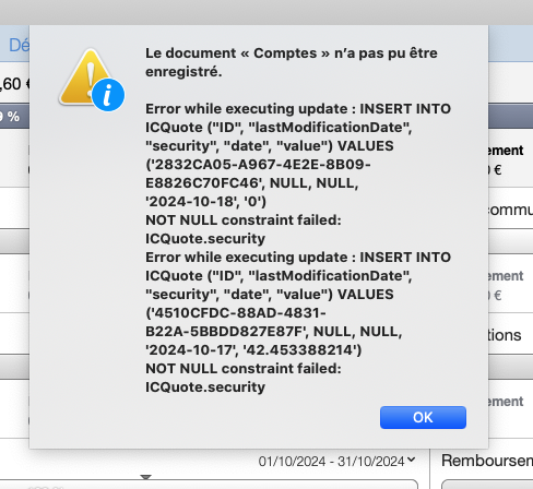 Description du message d'erreur