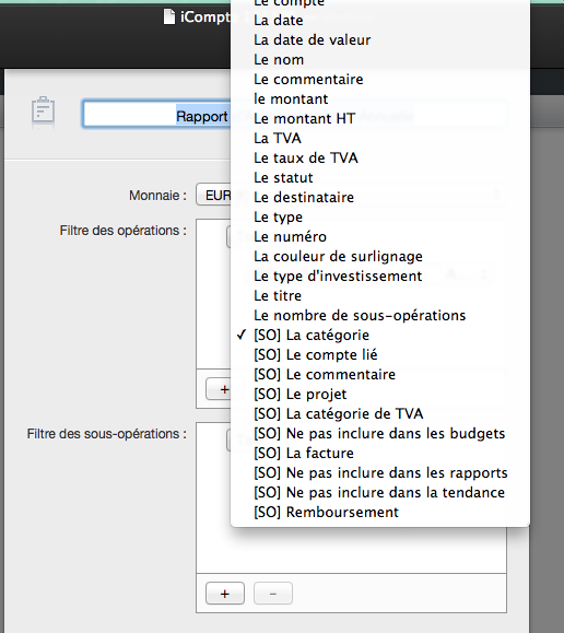Choix sur la catégorie